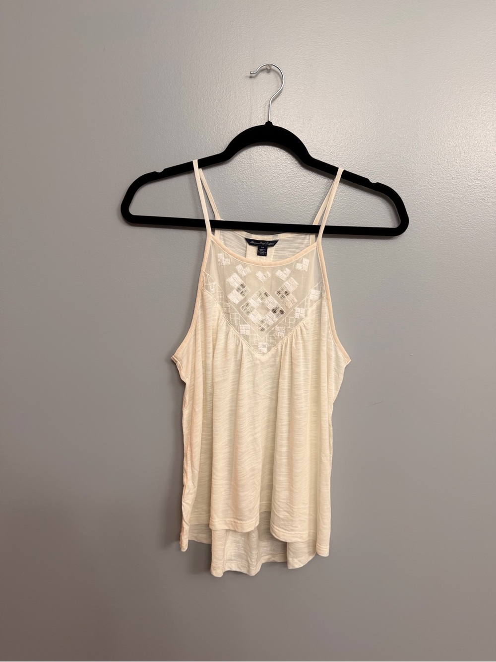 American Eagle Outfitters Cream Embroidered Yoke Camisole